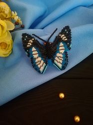 bead butterfly brooch, insect brooch