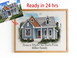 custom watercolor house portrait, realtor closing gift, printable digital file ready in 24 hours, custom home portait