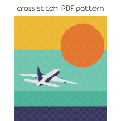 airplane cross stitch pattern, pdf pattern /82/