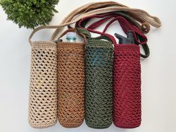 crochet water bottle holder, water bottle sling, festival bottle sling