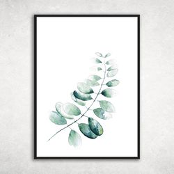 watercolor print , botanical wall art , greenery branches and leaves , botanical poster , leaves watercolor , leaf art