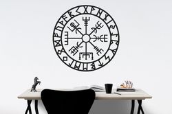 runic compass vegvisir ancient scandinavian symbol wall sticker vinyl decal mural art decor