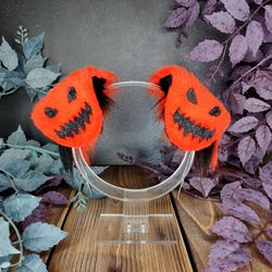 halloween pumpkin puppy ears headband