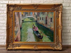 venice italy landscape original oil painting home office wall decor