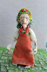 russian witch baba yaga miniature handmade ooak doll