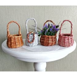 flower basket wedding flower girl basket doll basket wicker mini basket miniature collection