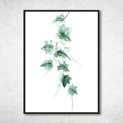 watercolor poster, botanical print, green watercolor vines print, watercolor painting poster, minimal botanical art