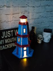 personalized lighthouse night lamp made of wood. night light sconce floor lamp marine style, wooden lighthouse with lamp