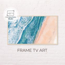 samsung frame tv art | beach coastal landscape in pastel colors for the frame tv | 4k wave digital art frame tv