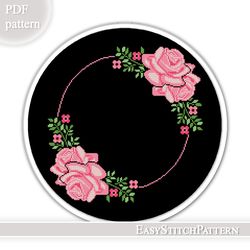 flower wreath cross stitch pattern. traditional cross stitch pattern. modern cross stitch.