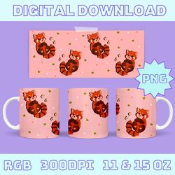 kawaii red panda sublimation mug design 11 oz & 15 oz