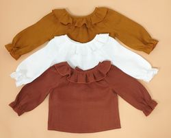 linen blouse for baby girl, boho baby girl blouse, linen baby clothes, linen kids clothes, baby girl linen clothes