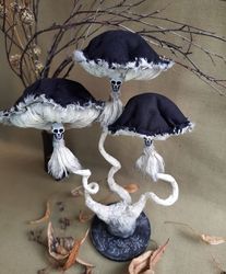 mushroom black gothic home decor halloween decor halloween centerpieces creepy gift toadstool figurine