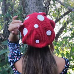 mushroom hat, crochet mushroom hat for women