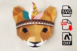 papercraft lion,little paper lion,dziva papera,papercraft 3d model,tribal lion, diy decor