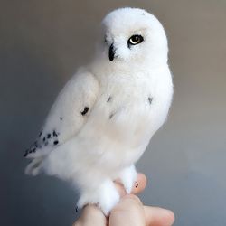 felted realistic toy bird snowy owl felt art doll needle felted animals owl