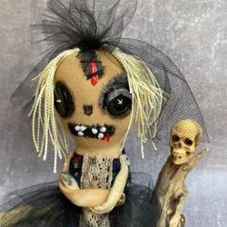 halloween bride doll , bridesmaid gifts alternative . goth gifts for her . creepy doll .