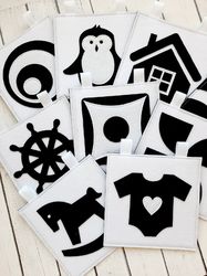 contrast black and white card as a gift for baby shower,  felt newborn sensory  montessori book