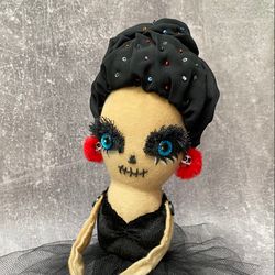 scary doll for macabre decor .  weird gifts .  cute creepy doll . halloween doll .