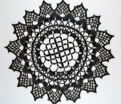 black crocheted transparent lacy placemat for dinning table decor or rustic crochet lid for glass jar