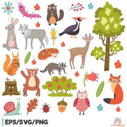 cute woodland forest animal clipart