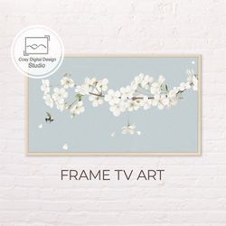 samsung frame tv art | 4k spring white flowers bloom art for the frame tv | digital art frame tv | floral paintings