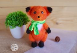 crochet fox red forest animal toy. cute fox stuffed animal handmade toy.