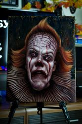 original oil painting pennywise, it stephen king, 2017, hand painted