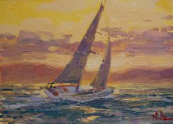 yachting sailing ship adriatic sea oil painting nautical wall art