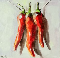 red chilli pepper oil painting original food kitchen art vegetable still life made to order