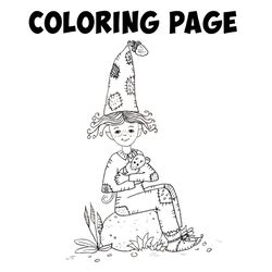 coloring page gnome with little mouse