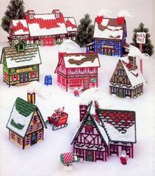 digital | vintage plastic canvas pattern mansfield santa village | plastic canvas 7-mesh | english pdf template