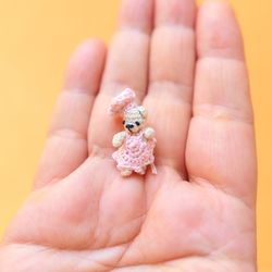 micro bear, crochet tiny teddy, decor for dollhouse, dollhouse kitchen, miniature toy, handmade, miniature figurine.