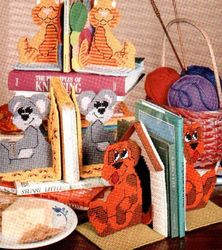 digital | vintage plastic canvas pattern animal bookends | plastic canvas 7-mesh | english pdf template