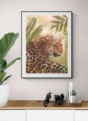 leopard art print, boho prints, jungle poster, leopard wall print, boho home decor, wall poster, wall prints, home decor