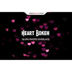 28 heart bokeh photo overlays