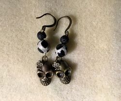 skull lava earrings