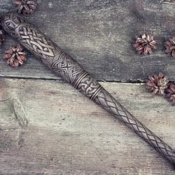 green man cudgel. celtic stick. gift for man.