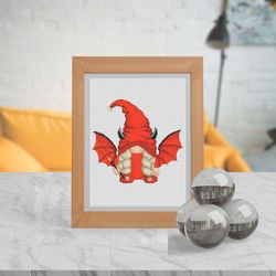 devil, cross stitch pattern, gnome cross stitch, counted cross stitch, demon cross stitch