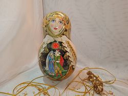 russian  roly poly matryoshka wooden doll hand-painted babushka ooak nestid dolls russian art