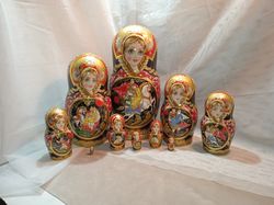 russian nesting doll matryoshka wooden art ooak roly poly babushka