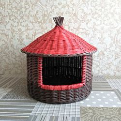 cozy wicker cat bed wicker cat house wicker cat basket bed pet bed for cat cat bed cave cat bed cute cat bed furniture c