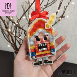 nutcracker cross stitch pattern pdf, plastic canvas pattern, 3d christmas decor cross stitch , xmas gift idea