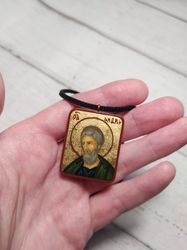 apostle andrew | icon pendant |  icon necklace | wooden pendant | jewelry icon | orthodox icon | christian saints