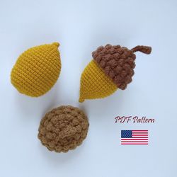 acorn crochet pattern, amigurumi acorn home decor, autumn/fall decoration, woodland acorn