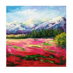 alaska painting denali landscape painting oil original art bright wall art