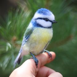 felted bird realistic toy blue titmouse felt art doll needle felted animals toy