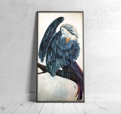 sirin painting original canvas art half-woman half-bird painting original painting by myfoxyart