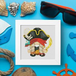 pirate girl, cross stitch pattern, gnome cross stitch, counted cross stitch, girl cross stitch, marine cross stitch, pdf