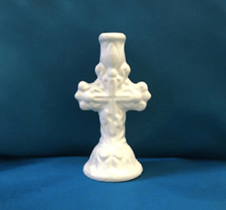 white candle holder ceramics " cross", handmade in russia